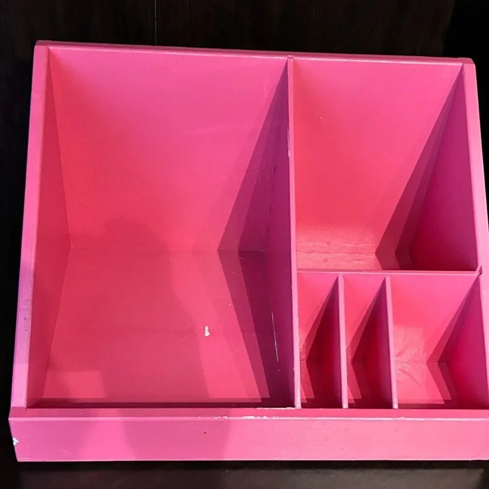 DESK ORGANIZER - Custom Made Solid Wood - HOT PINK